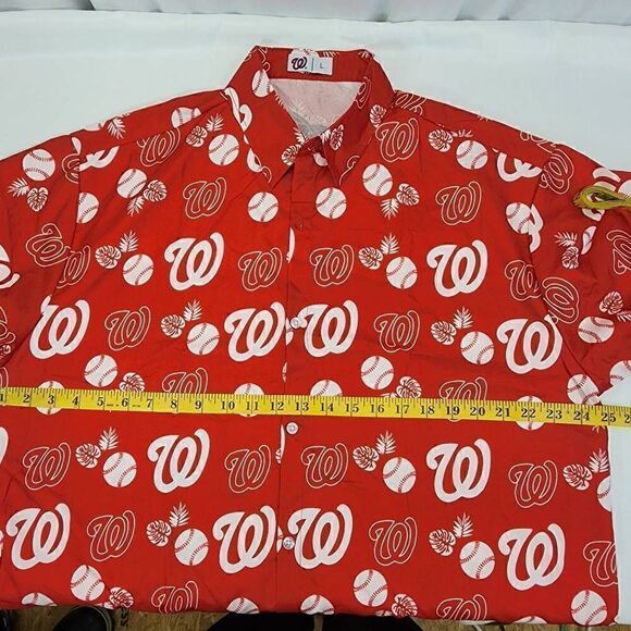 Masn mens Washington Nationals Button up Shirt red white size L - Picture 5 of 8